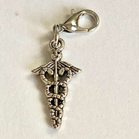 Caduceus Clip On Charm Zipper Pull Bag Purse Charm Graduation Gift RN MD DO ARNP - Picture 3 of 6